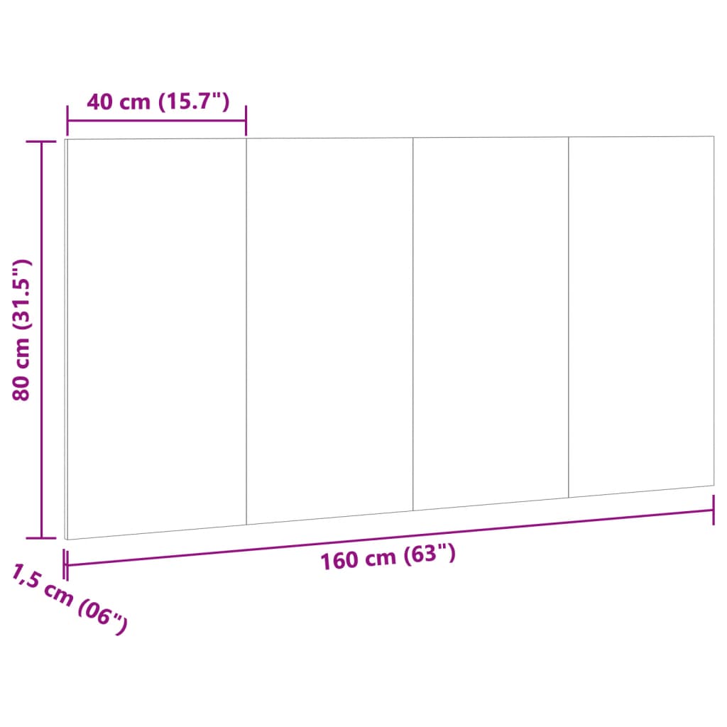 vidaXL κεφαλάρι κρεβατιού Παλιό ξύλο 160x1,5x80 cm Ξύλο μηχανής