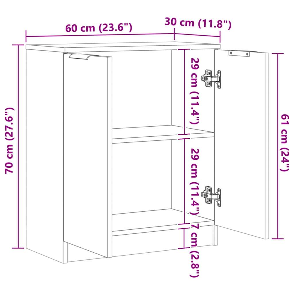 vidaXL Μπουφές Αρτισιανή Δρυς 60 x 30 x 70 εκ. από Επεξεργασμένο Ξύλο