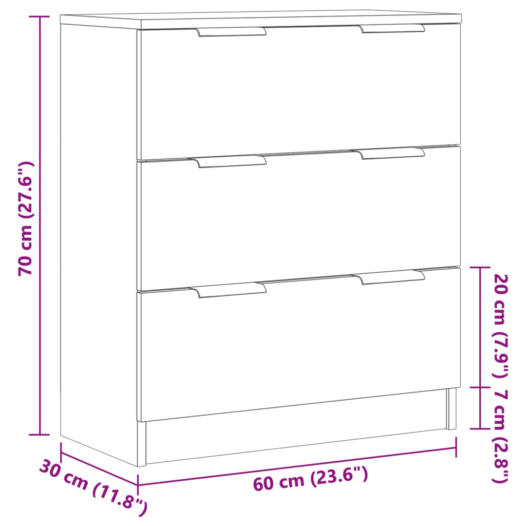 vidaXL Μπουφές Αρτισιανή Δρυς 60 x 30 x 70 εκ. από Επεξεργασμένο Ξύλο