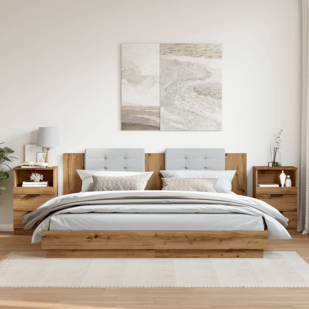 vidaXL Κομοδίνα 2 τεμ.Αρτισιανή Δρυς 40x36x65 εκ. Επεξ. Ξύλο