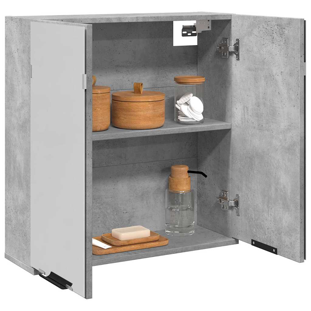 vidaXL Καθρέφτης Μπάνιου Γκρι Σκυροδέματος 64x20x66,5 εκ. Επεξ. Ξύλο