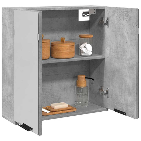 vidaXL Καθρέφτης Μπάνιου Γκρι Σκυροδέματος 64x20x66,5 εκ. Επεξ. Ξύλο