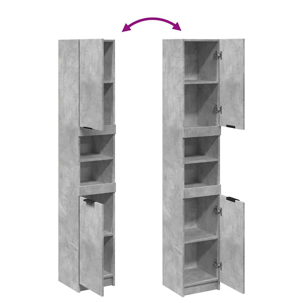 vidaXL Ντουλάπι Μπάνιου Γκρι Σκυροδέματος 32x34x188,5 εκ. Επεξ. Ξύλο