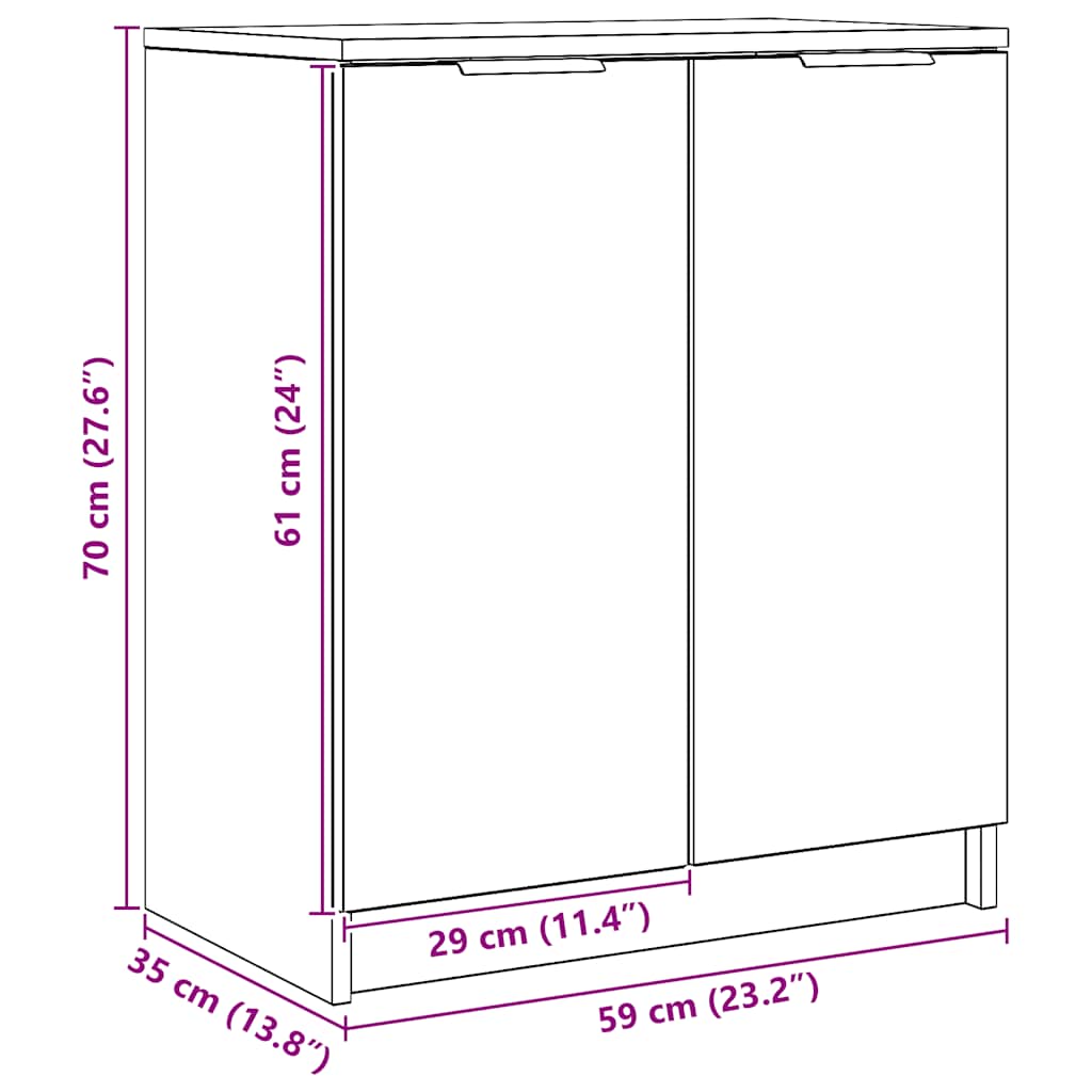 vidaXL Παπουτσοθήκη Αρτισιανή Δρυς 59x35x70 εκ. Επεξ. Ξύλο