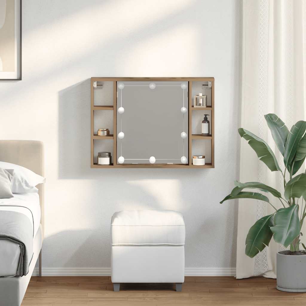 vidaXL Έπιπλο Καθρέπτη με LED Αρτισιανή Δρυς 76x15x55 εκ. Επεξ. Ξύλο