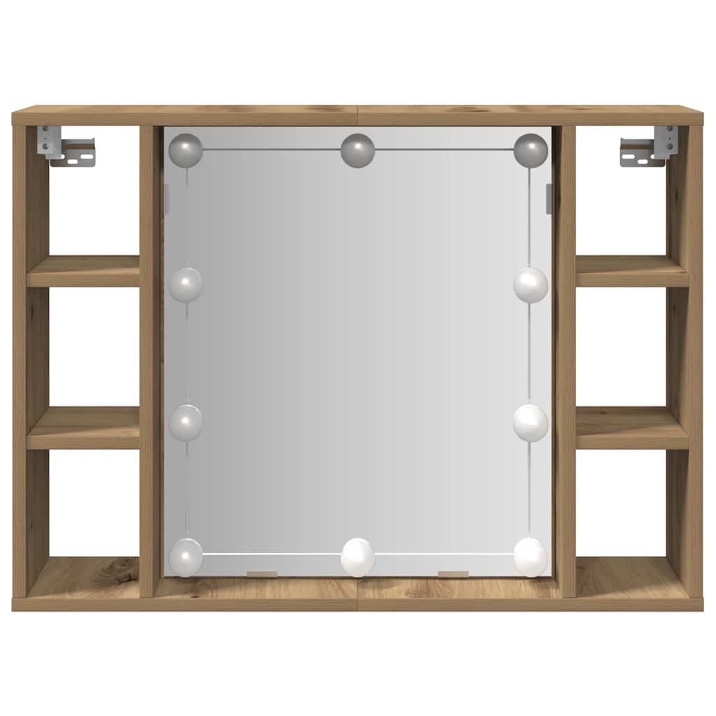 vidaXL Έπιπλο Καθρέπτη με LED Αρτισιανή Δρυς 76x15x55 εκ. Επεξ. Ξύλο