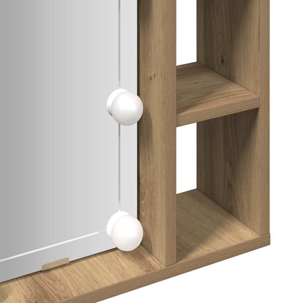 vidaXL Έπιπλο Καθρέπτη με LED Αρτισιανή Δρυς 76x15x55 εκ. Επεξ. Ξύλο