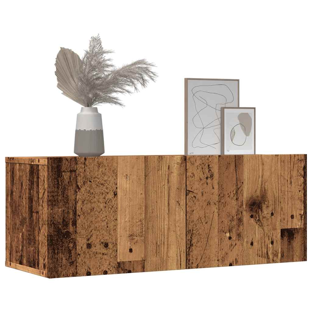 vidaXL 2 τεμαχίων σετ επίτοιχου ντουλαπιού τηλεόρασης Παλιό ξύλο