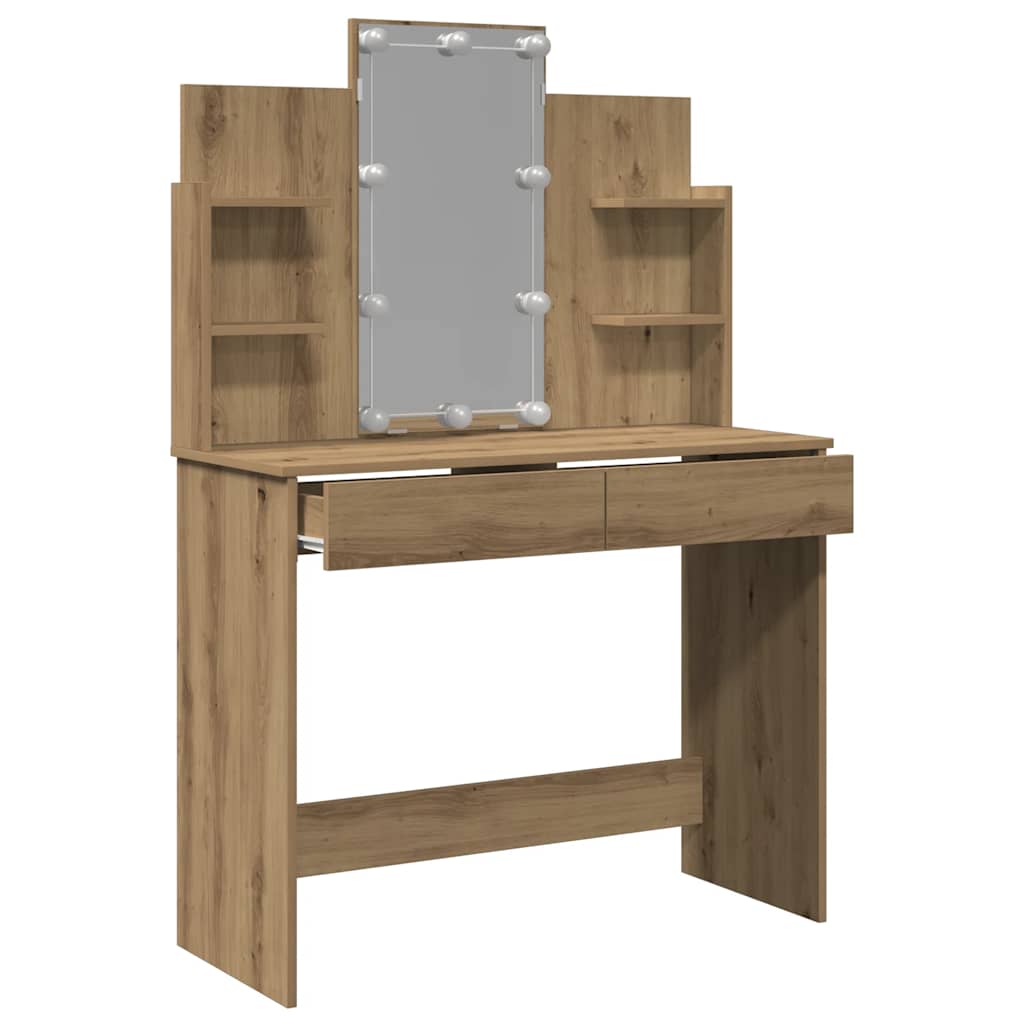 vidaXL Μπουντουάρ με LED Φώτα τεχνίτης Δρυς 96x40x142 εκ.