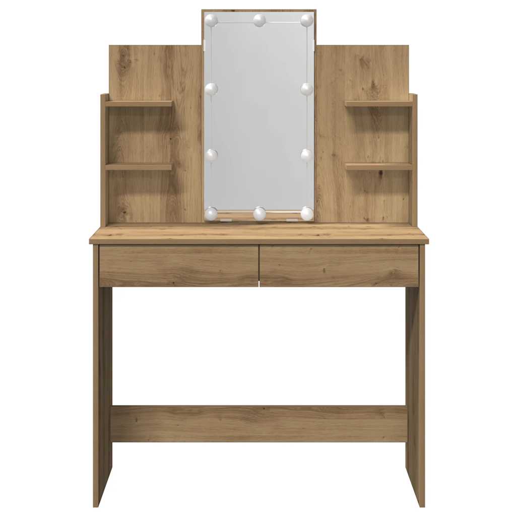 vidaXL Μπουντουάρ με LED Φώτα τεχνίτης Δρυς 96x40x142 εκ.