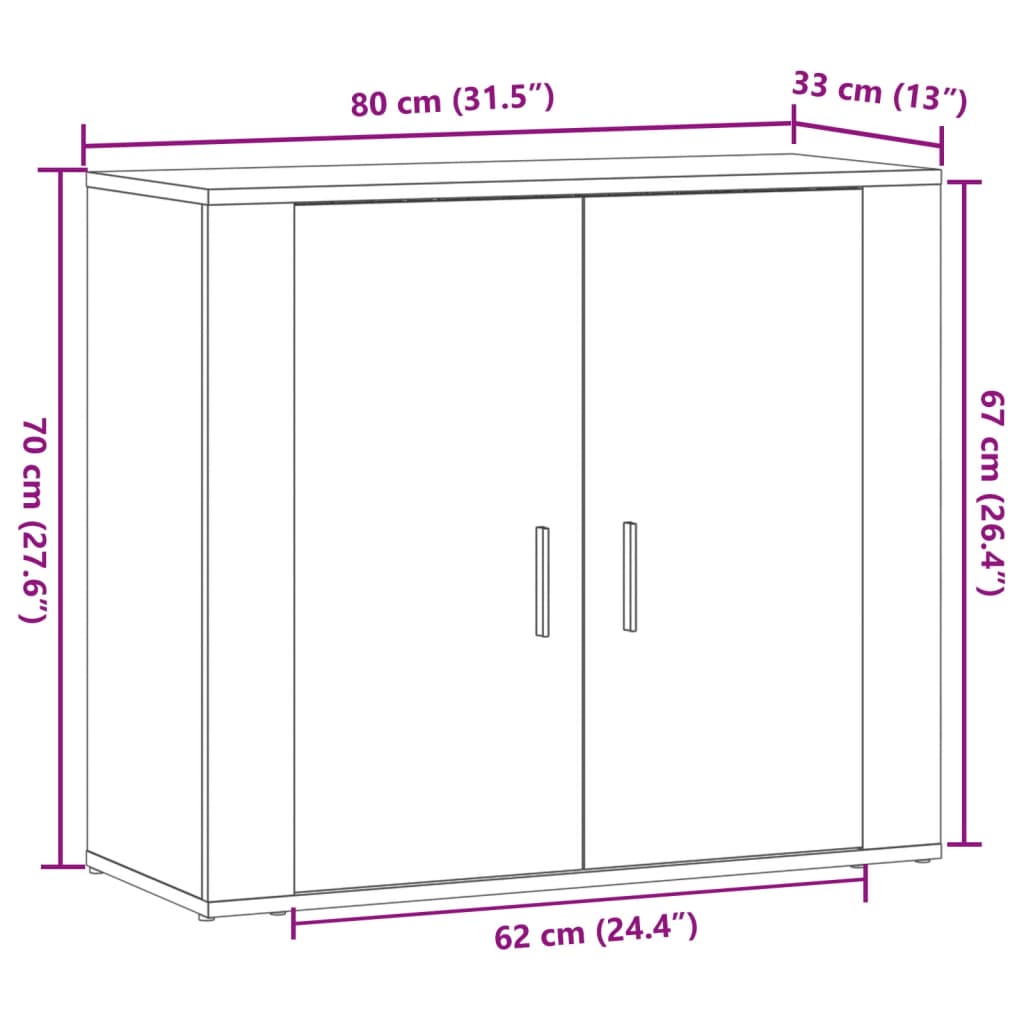 vidaXL Συρταριέρα Όψη Παλαιού Ξύλου 80x33x70 εκ. Επεξεργασμένο Ξύλο