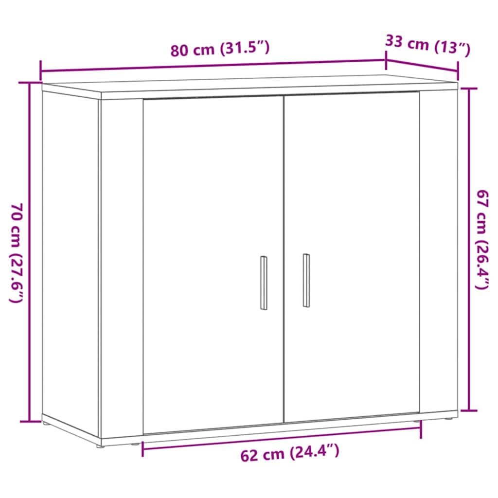 vidaXL Ντουλάπι Artisian Δρυς 80x33x70 εκ. από Επεξεργασμένο Ξύλο