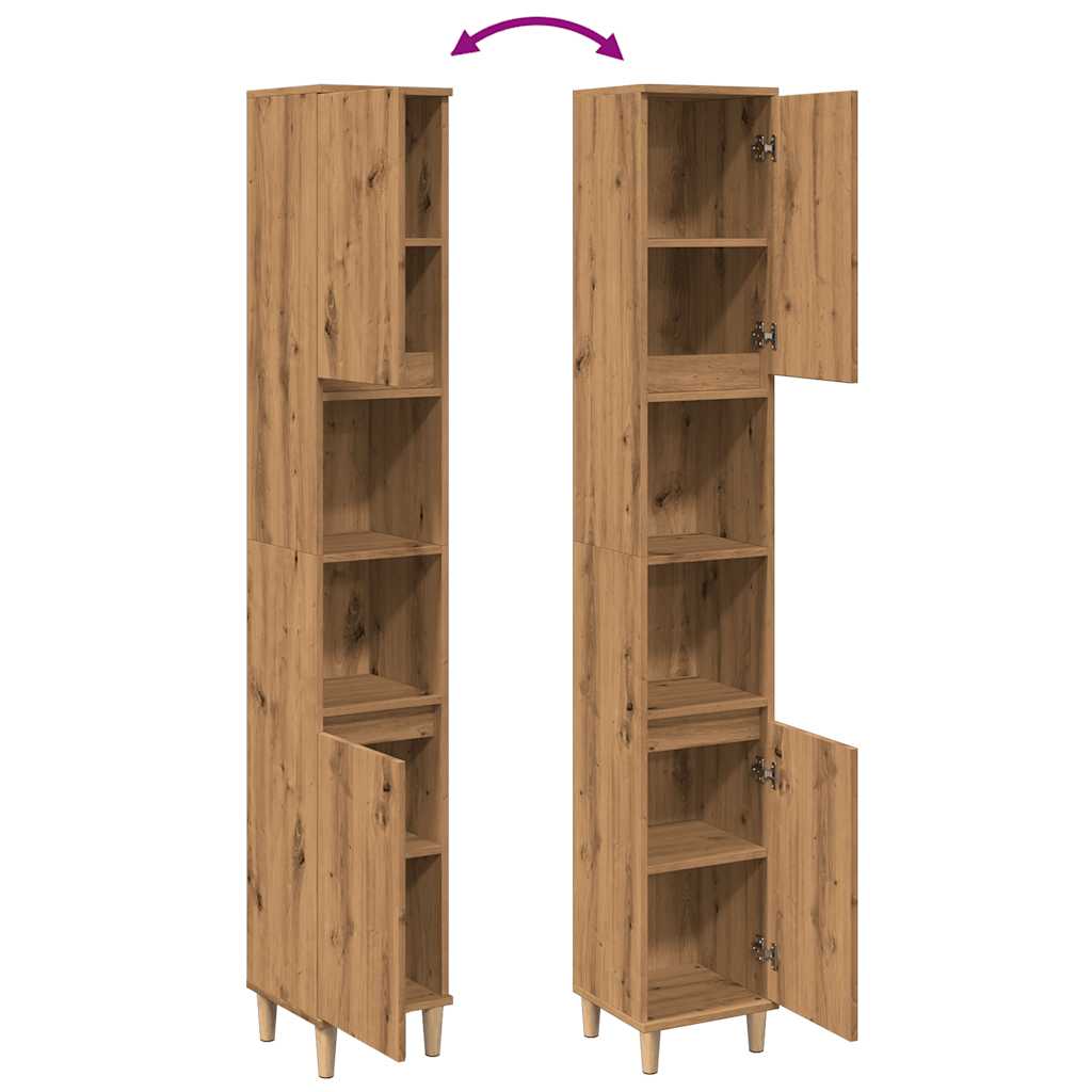vidaXL Ντουλάπι μπάνιου Δρυς τεχνίτης 30x30x190 cm Κατασκευασμένο ξύλο