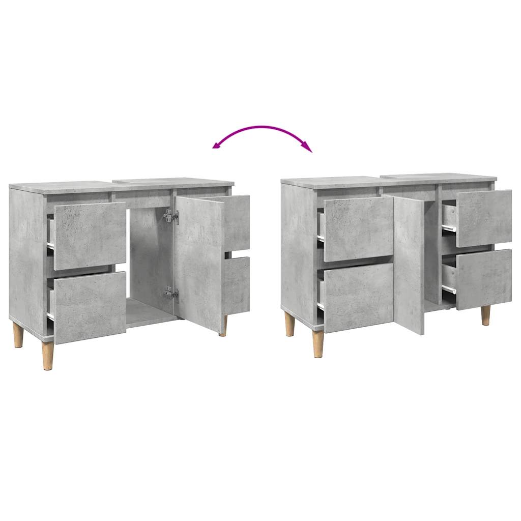 vidaXL Ντουλάπι Νιπτήρα Γκρι Σκυρ. 80 x 33 x 60 εκ. Επεξεργασμένο Ξύλο