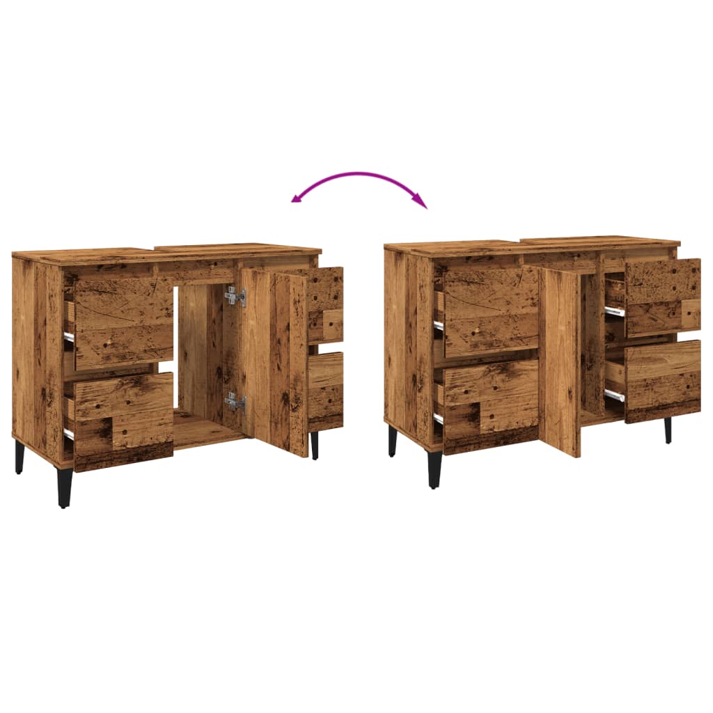 vidaXL Ντουλάπι νιπτήρα Παλιό ξύλο 80x33x60 cm Κατασκευασμένο ξύλο