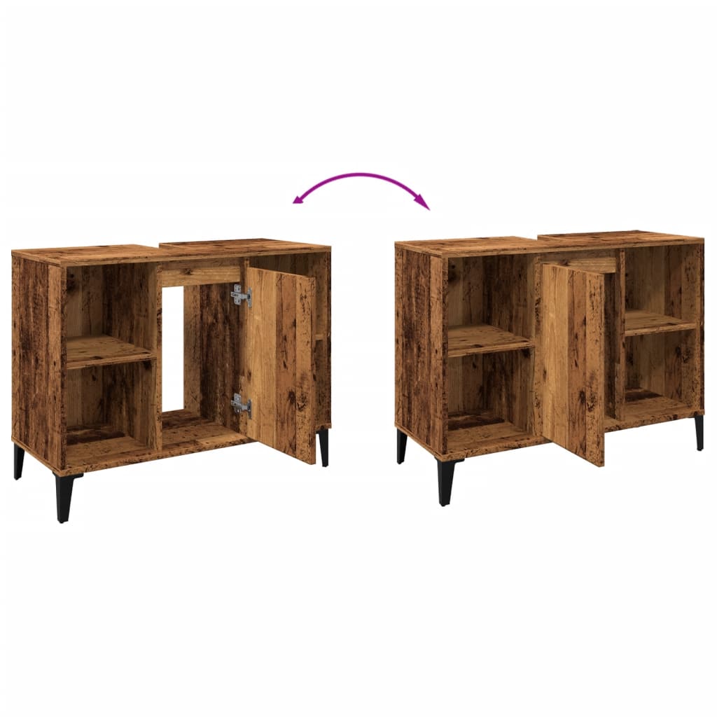 vidaXL Ντουλάπι νιπτήρα Παλιό ξύλο 80x33x60 cm Κατασκευασμένο ξύλο