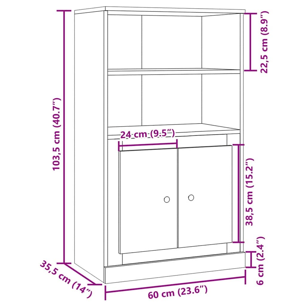 vidaXL Ντουλάπι Αρτισιανή Δρυς 60x35,5x103,5 εκ από Επεξεργασμένο Ξύλο