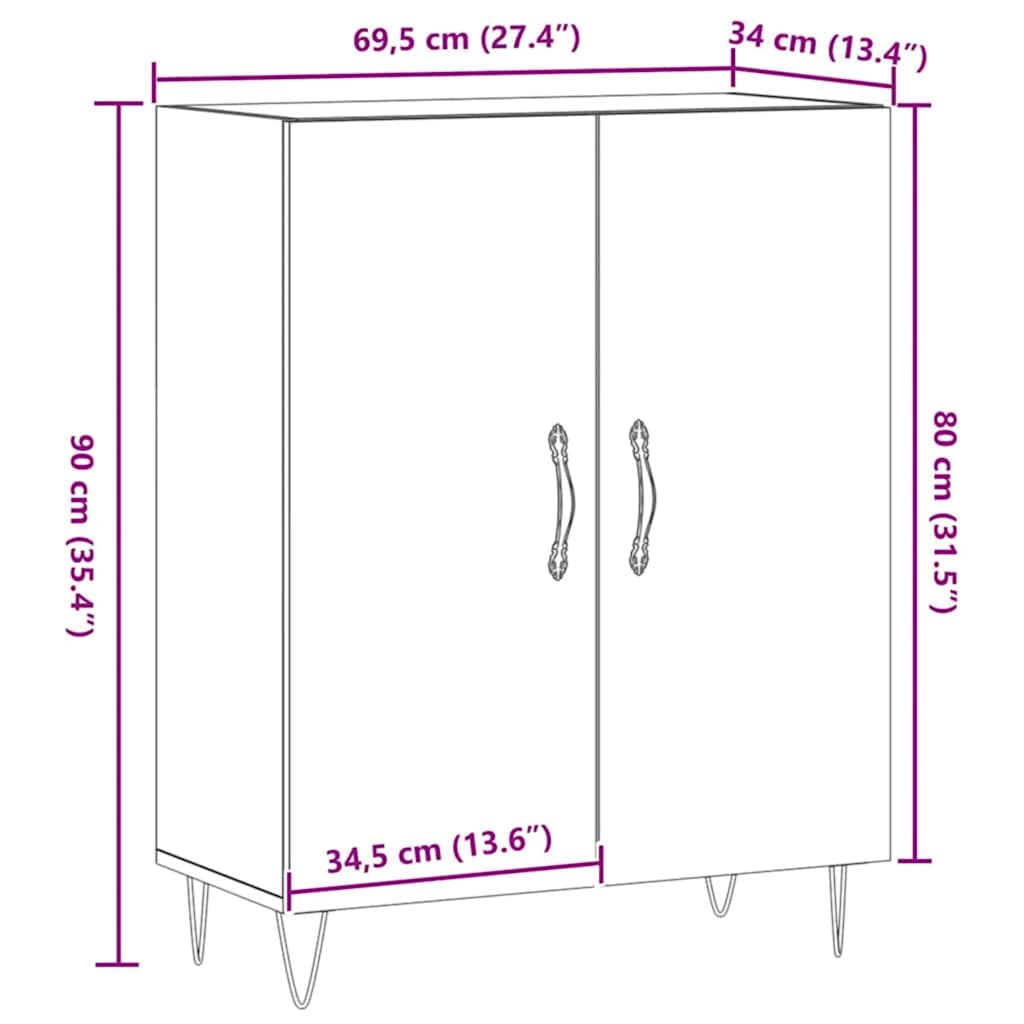 vidaXL Ντουλάπι τεχνίτης Δρυς 69,5 x 34 x 90 εκ. Επεξεργασμένο Ξύλο