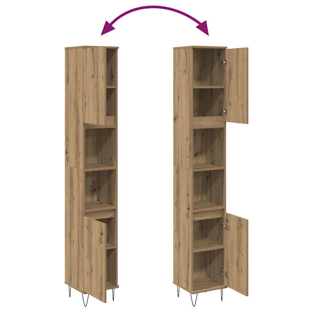 vidaXL Ντουλάπι μπάνιου Δρυς τεχνίτης 30x30x190 cm Κατασκευασμένο ξύλο