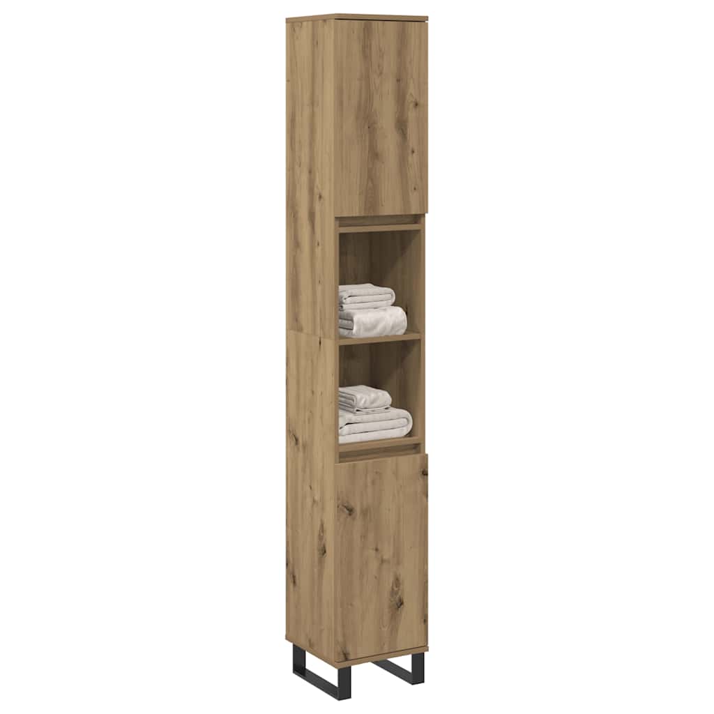 vidaXL Ντουλάπι μπάνιου Δρυς τεχνίτης 30x30x100 cm Κατασκευασμένο ξύλο