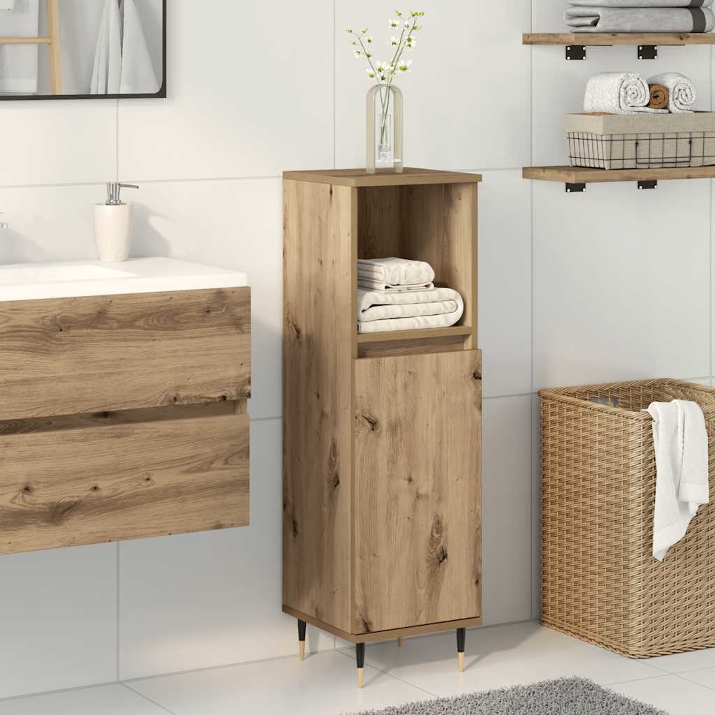 vidaXL Ντουλάπι μπάνιου Δρυς τεχνίτης 30x30x100 cm Κατασκευασμένο ξύλο