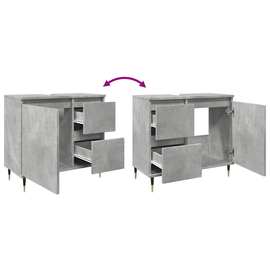 vidaXL Ντουλάπι Μπάνιου Γκρι Σκυροδέματος 65x33x60 εκ. Επεξ. Ξύλο