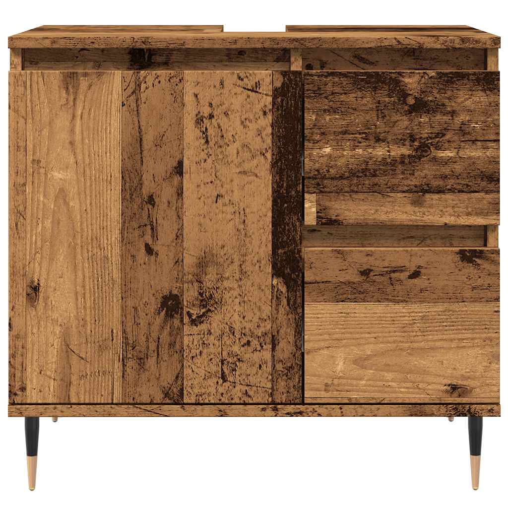 vidaXL Ντουλάπι μπάνιου Παλιό ξύλο 65x33x60 cm Κατασκευασμένο ξύλο