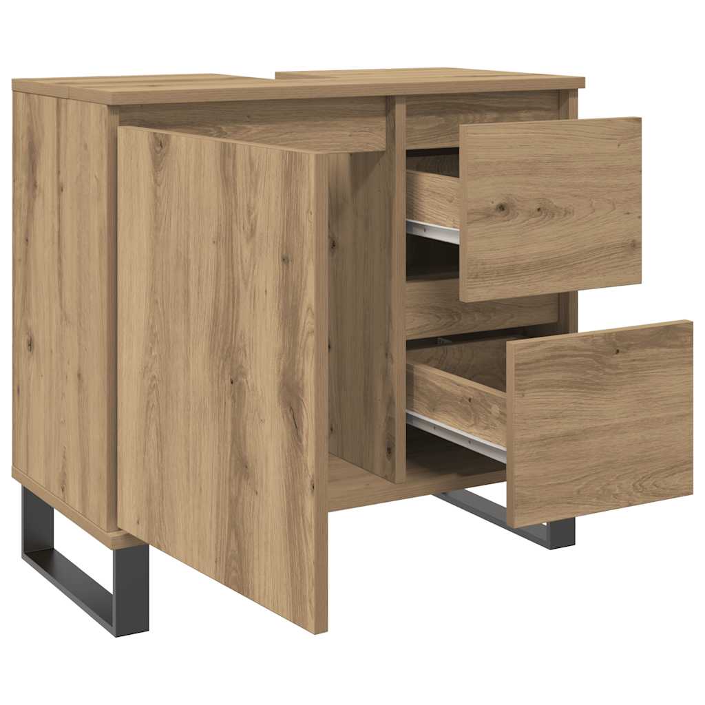 vidaXL Ντουλάπι Νιπτήρα Μπάνιου Αρτισιανή Δρυς 65x33x60 εκ. Επεξ. Ξύλο