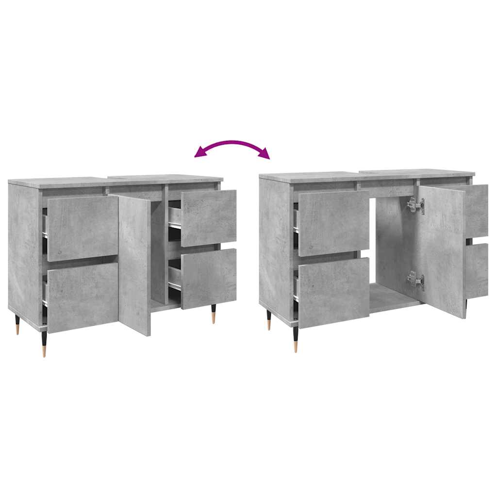 vidaXL Ντουλάπι Μπάνιου Γκρι Σκυροδέματος 80x33x60 εκ. Επεξ. Ξύλο