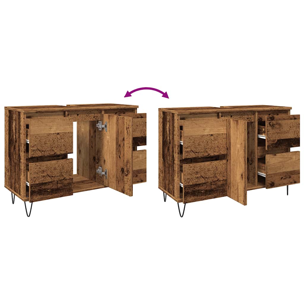 vidaXL Ντουλάπι Μπάνιου Παλαιό Ξύλο 80x33x60εκ. από Επεξεργασμένο Ξύλο