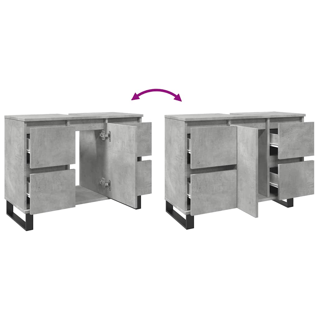 vidaXL Ντουλάπι νιπτήρα μπάνιου σκυρόδεμα γκρι 80x33x60 cm