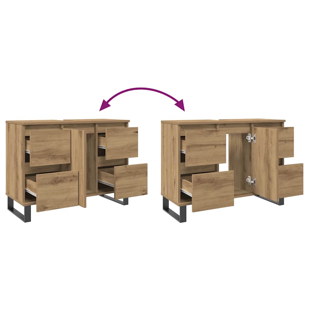 vidaXL Ντουλάπι νιπτήρα μπάνιου Δρυς τεχνίτης 80x33x60 cm