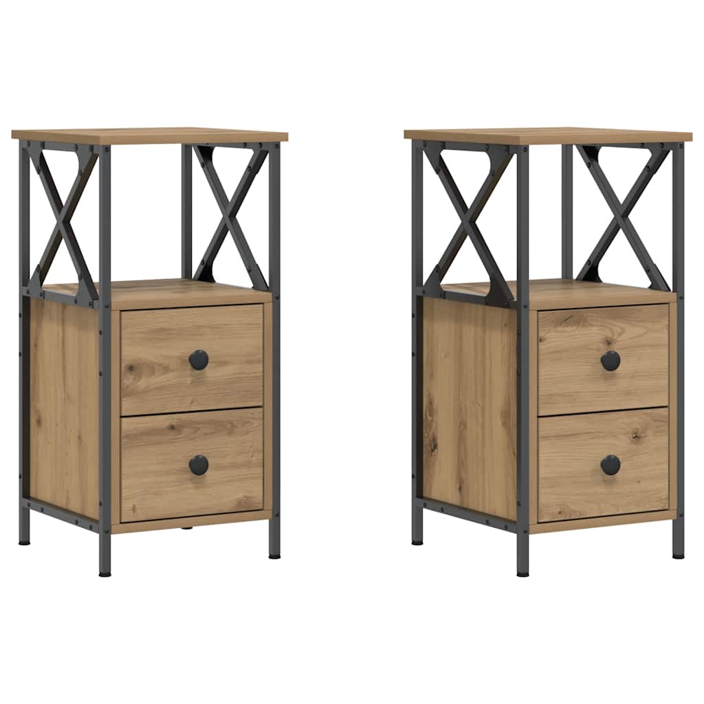 vidaXL Κομοδίνα 2 τεμ Artisan Oak 34x35,5x70 cm Κατασκευασμένο ξύλο