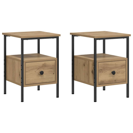 vidaXL Κομοδίνα 2 τεμάχια Artisan Oak 34x36x50 cm Κατασκευασμένο ξύλο