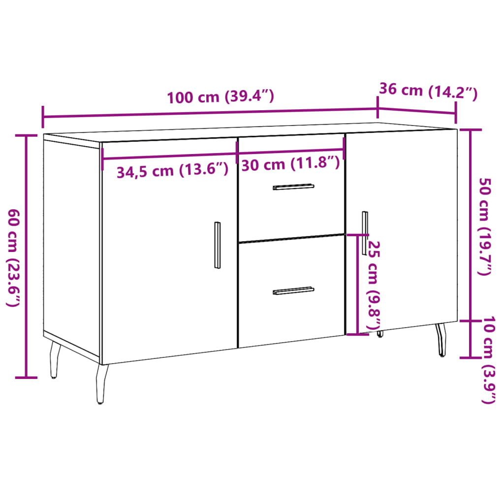 vidaXL Ντουλάπι Παλαιό Ξύλο 100x36x60 εκ. από Επεξεργασμένο Ξύλο