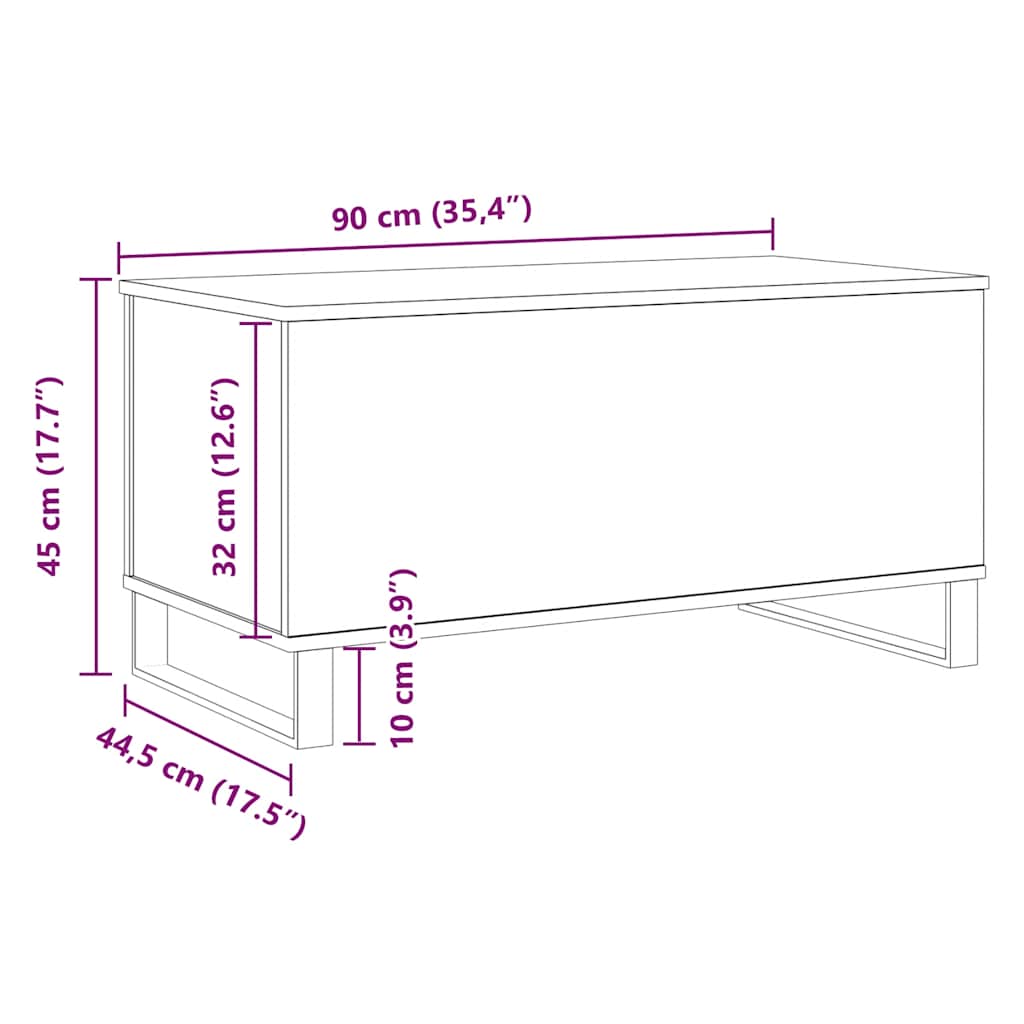 vidaXL Τραπεζάκι σαλονιού Δρυς τεχνίτης 90x44,5x45 cm