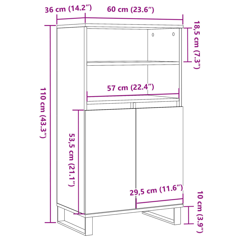 vidaXL Ντουλάπι Τεχνίτης Δρυς 60 x 36 x 110 εκ. από Επεξεργασμένο Ξύλο