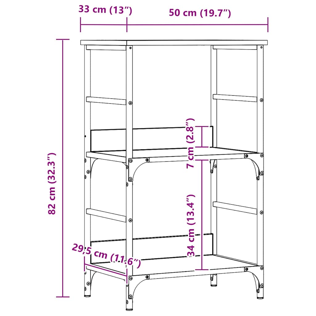 vidaXL Βιβλιοθήκη Αρτισιανή Δρυς 50x33x82 εκ. Επεξεργ. Ξύλο