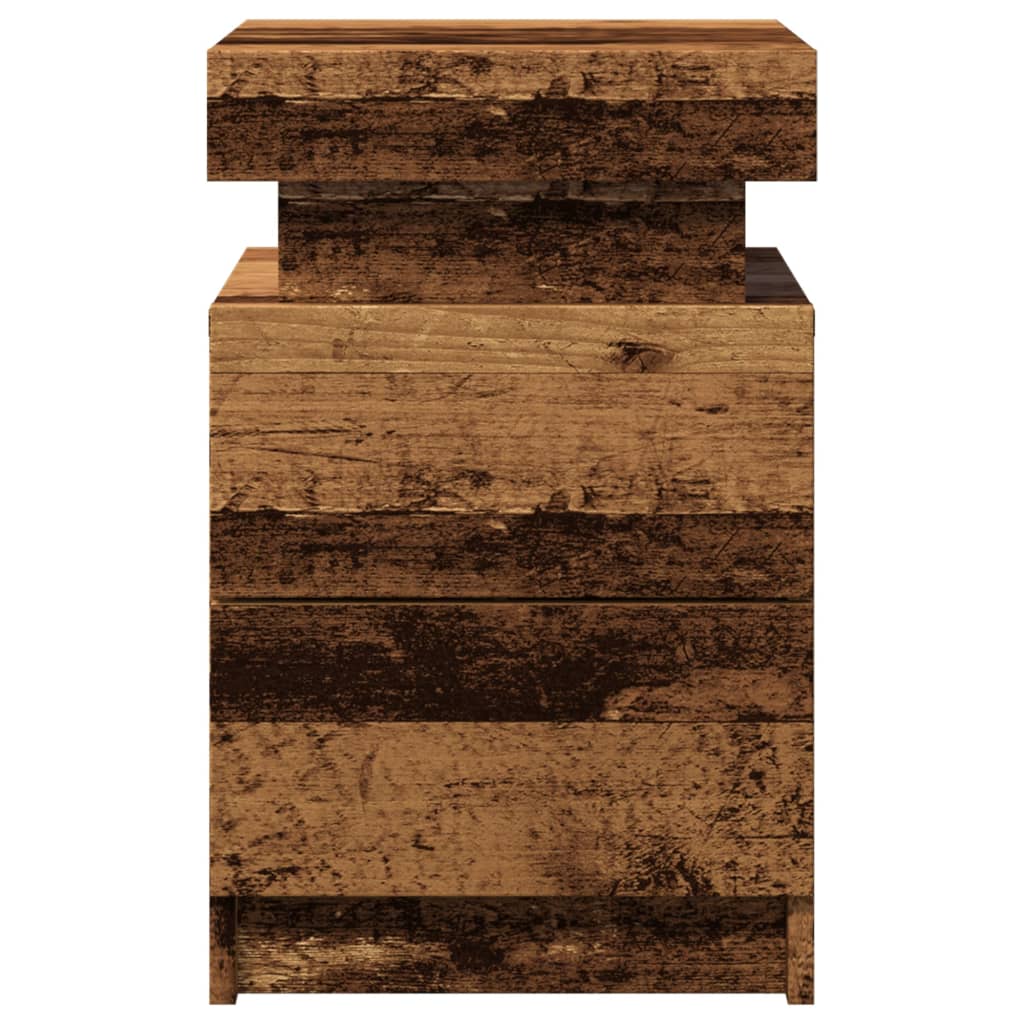 vidaXL Κομοδίνο με LED Όψη Παλαιού Ξύλου 35x39x55 εκ. Επεξ. Ξύλο