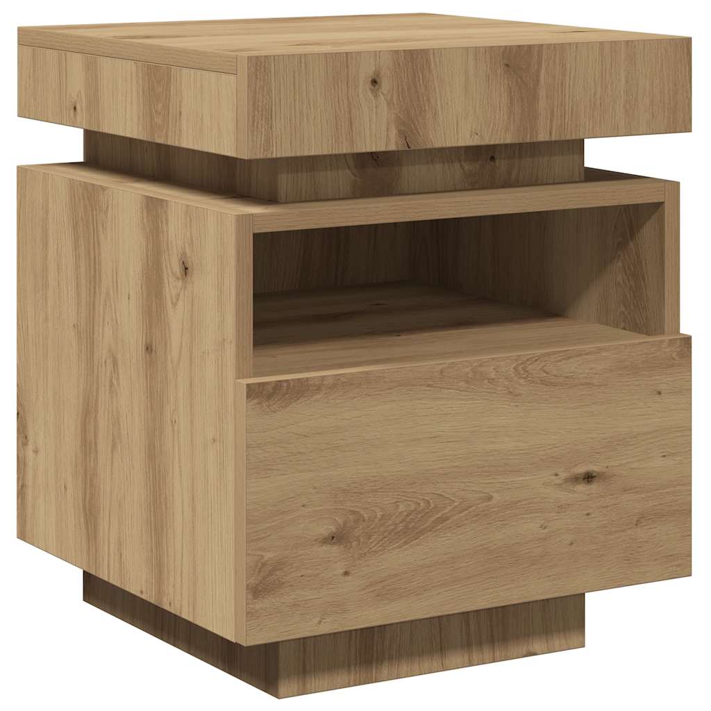 vidaXL Κομοδίνα με φώτα LED 2 τεμ Artisan Oak 40x39x48,5 cm