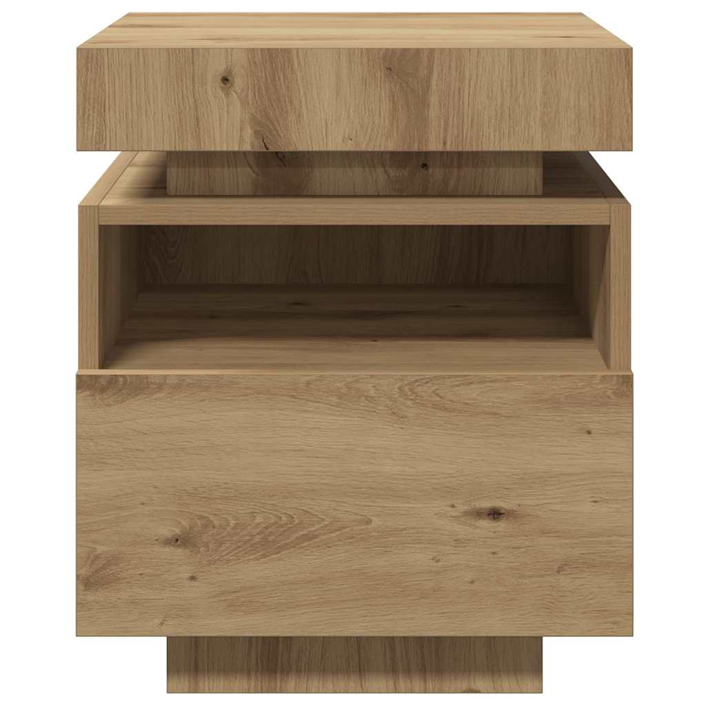 vidaXL Κομοδίνα με φώτα LED 2 τεμ Artisan Oak 40x39x48,5 cm