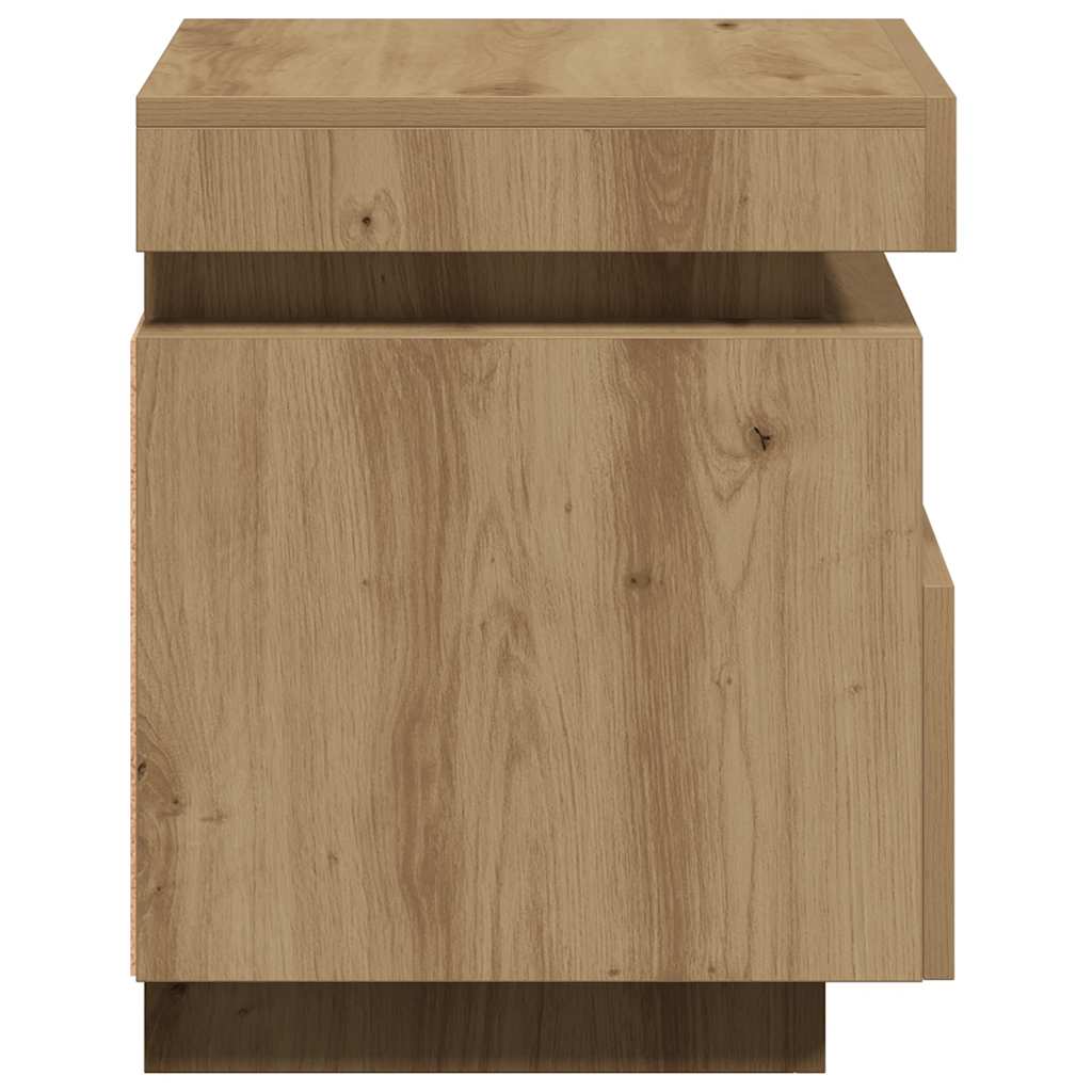 vidaXL Κομοδίνα με φώτα LED 2 τεμ Artisan Oak 40x39x48,5 cm