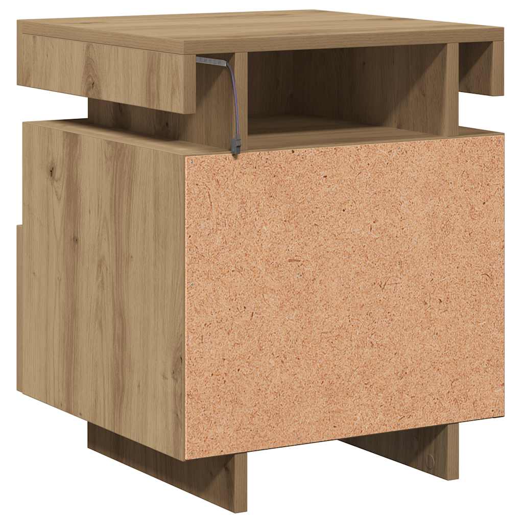 vidaXL Κομοδίνα με φώτα LED 2 τεμ Artisan Oak 40x39x48,5 cm
