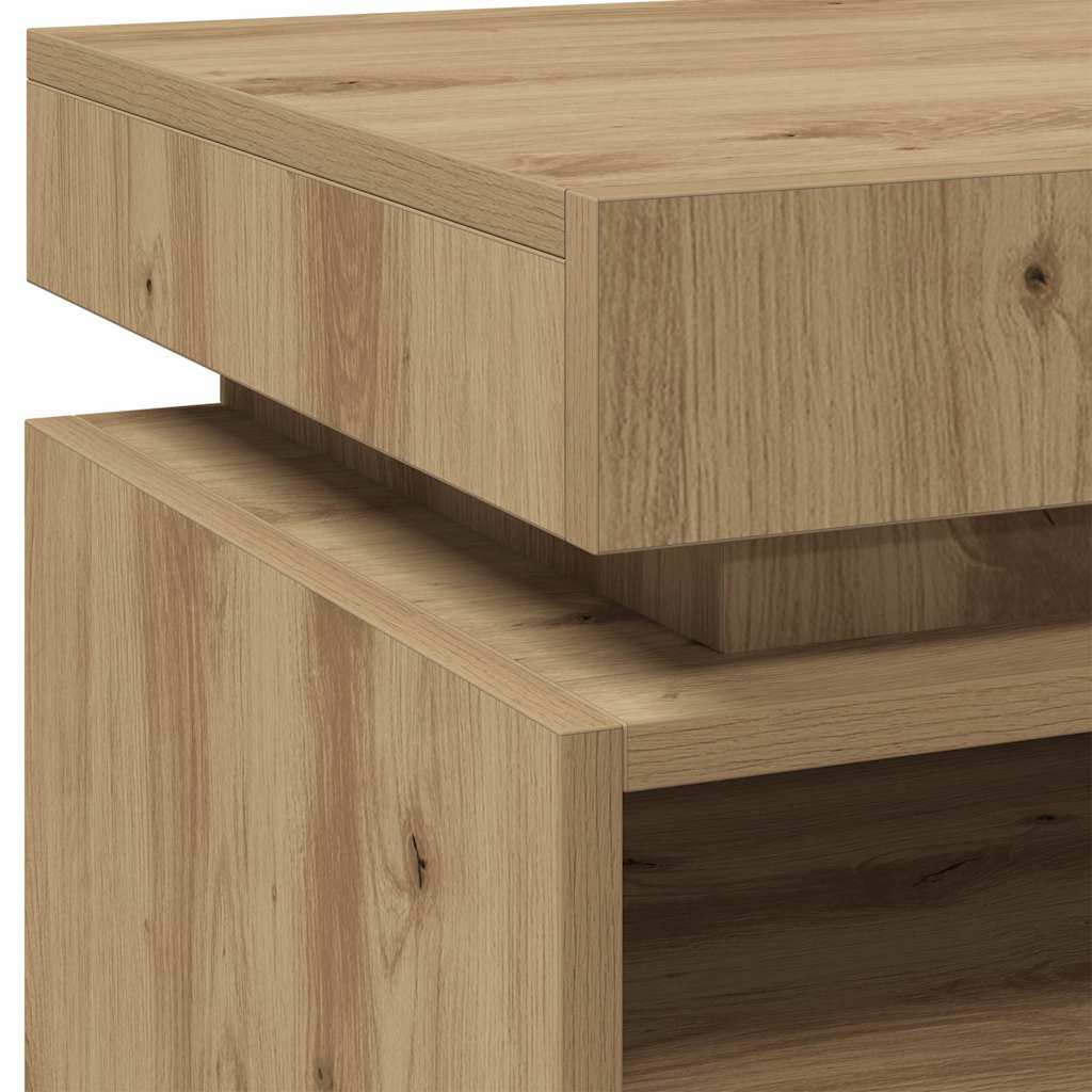 vidaXL Κομοδίνα με φώτα LED 2 τεμ Artisan Oak 40x39x48,5 cm