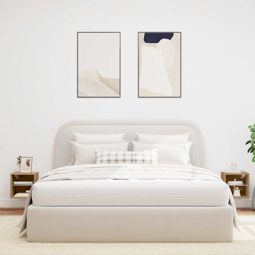 vidaXL Ντουλάπια τοίχου τηλεόρασης με φώτα LED 2 τεμάχια Artisan Oak