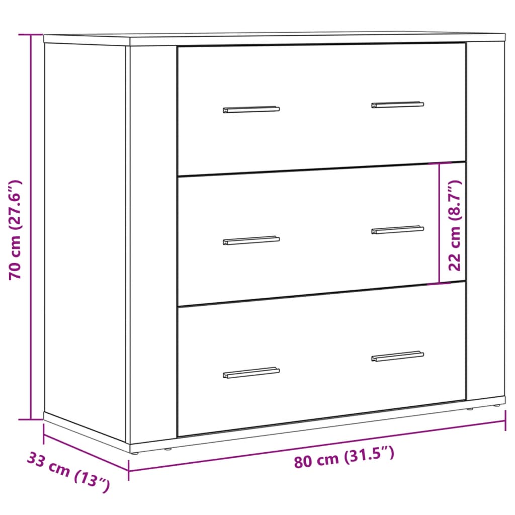 vidaXL Ντουλάπι Αρτισιανή Δρυς 80x33x70 εκ. από Επεξεργασμένο Ξύλο