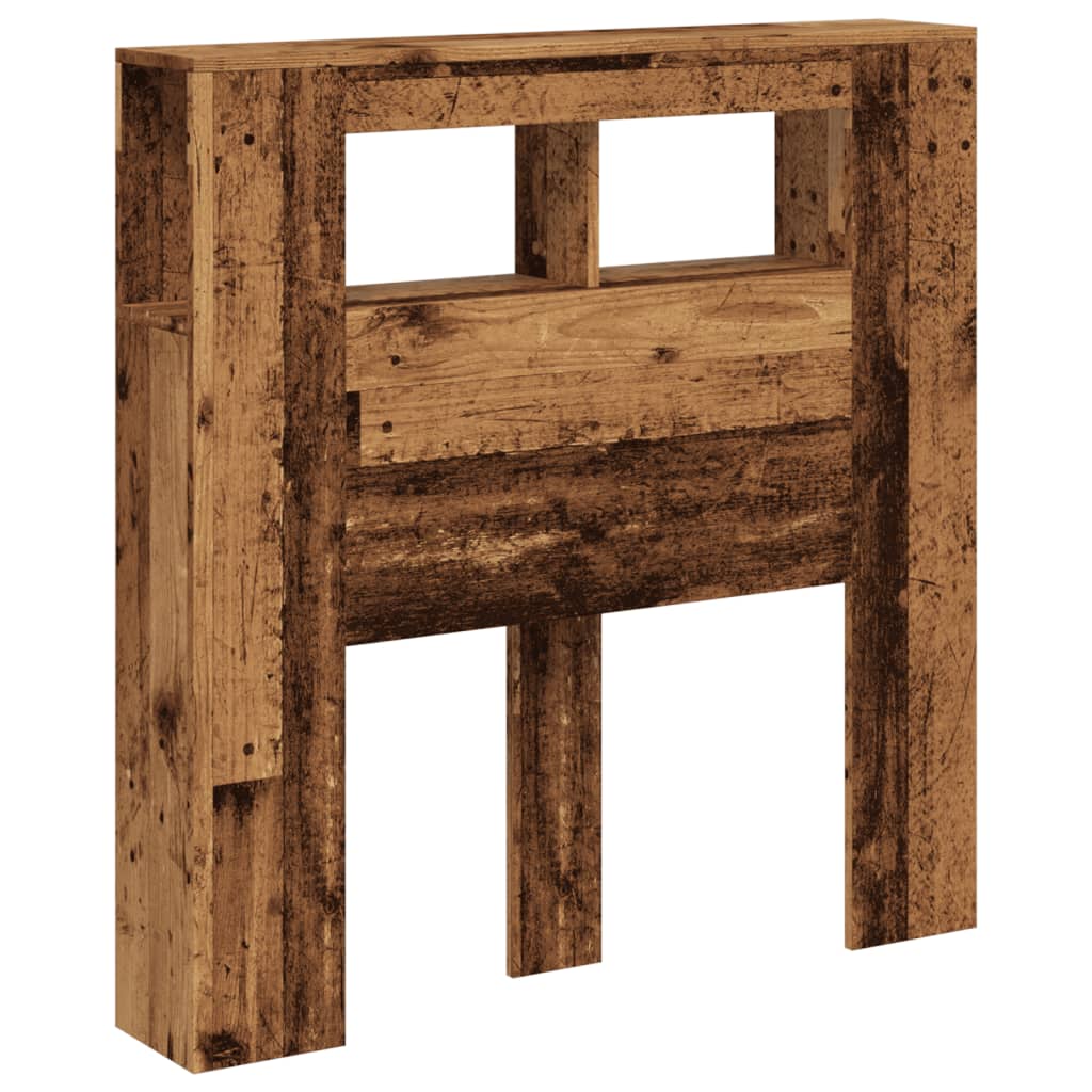 vidaXL Κεφαλάρι Κρεβατιού με LED Παλιό Ξύλο 100x18,5x103,5 εκ