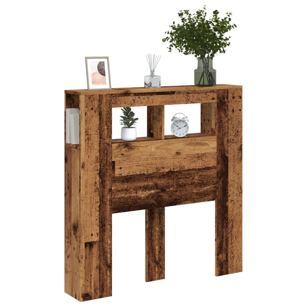 vidaXL Κεφαλάρι Κρεβατιού με LED Παλιό Ξύλο 100x18,5x103,5 εκ