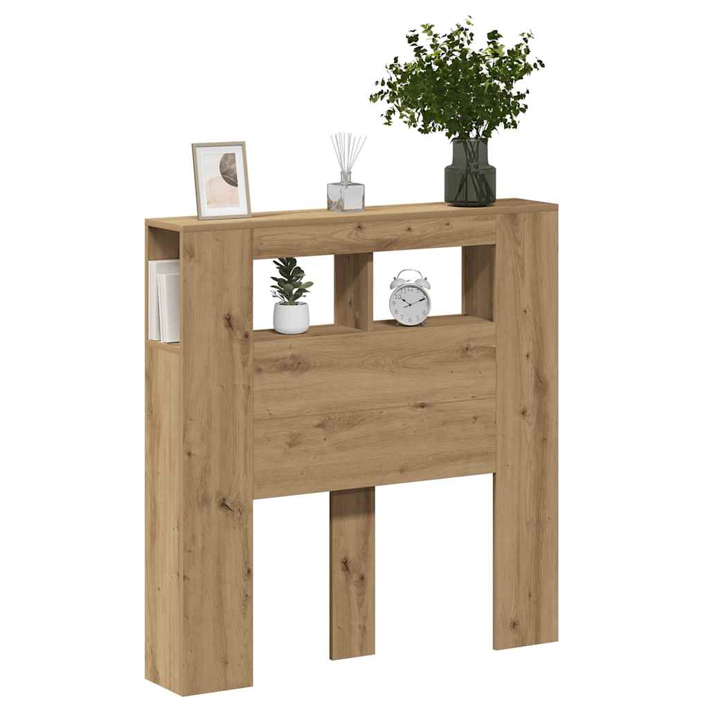 vidaXL Κεφαλάρι Κρεβατιού με LED τεχνίτης Δρυς 100x18,5x103,5 εκ