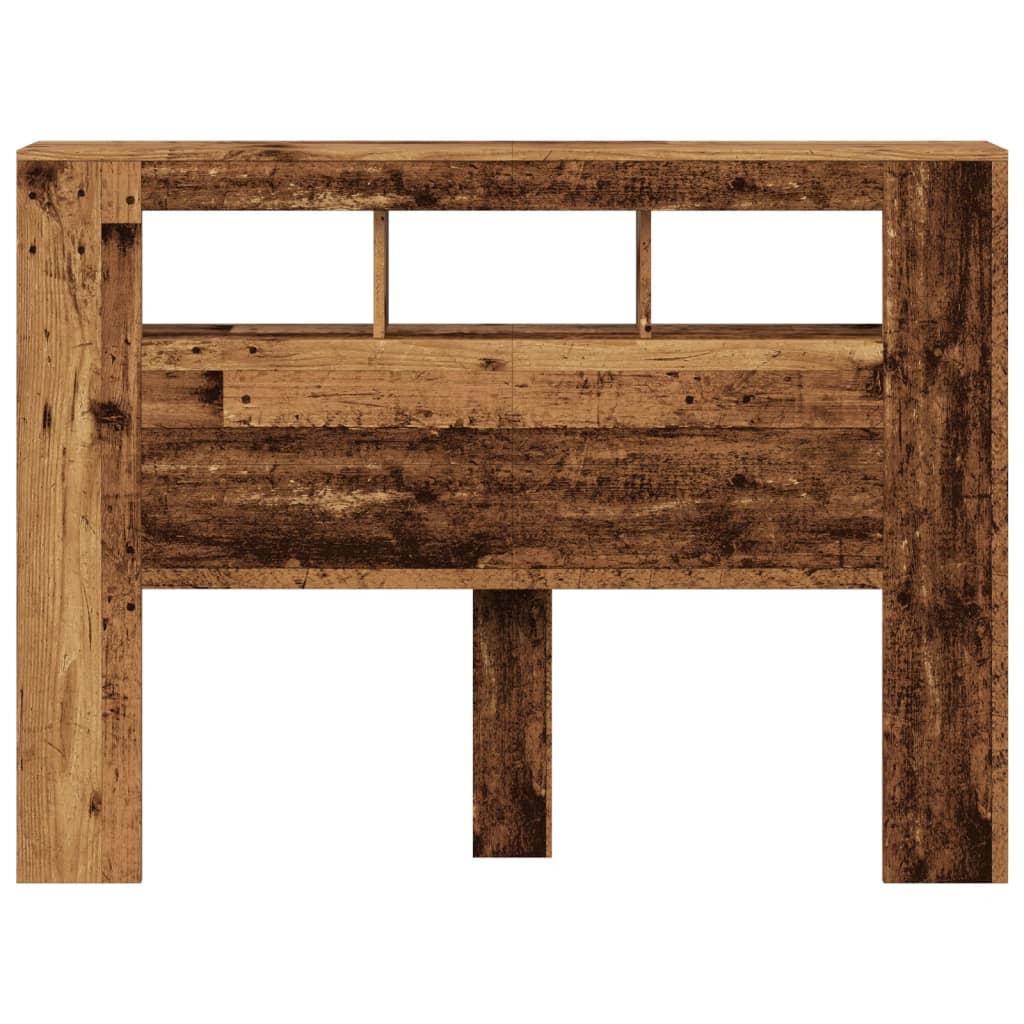 vidaXL LED κεφαλάρι Παλιό ξύλο 140x18,5x103,5 cm Κατασκευασμένο ξύλο